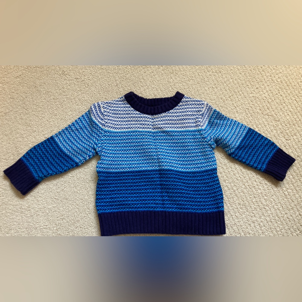 Cat and Jack Baby boy multi blue striped knit sweater 18 month.